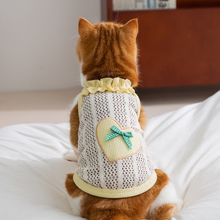 F344新款 泰迪小型犬雪纳瑞西高地比熊背心 爱心吊带小狗狗衣服薄款