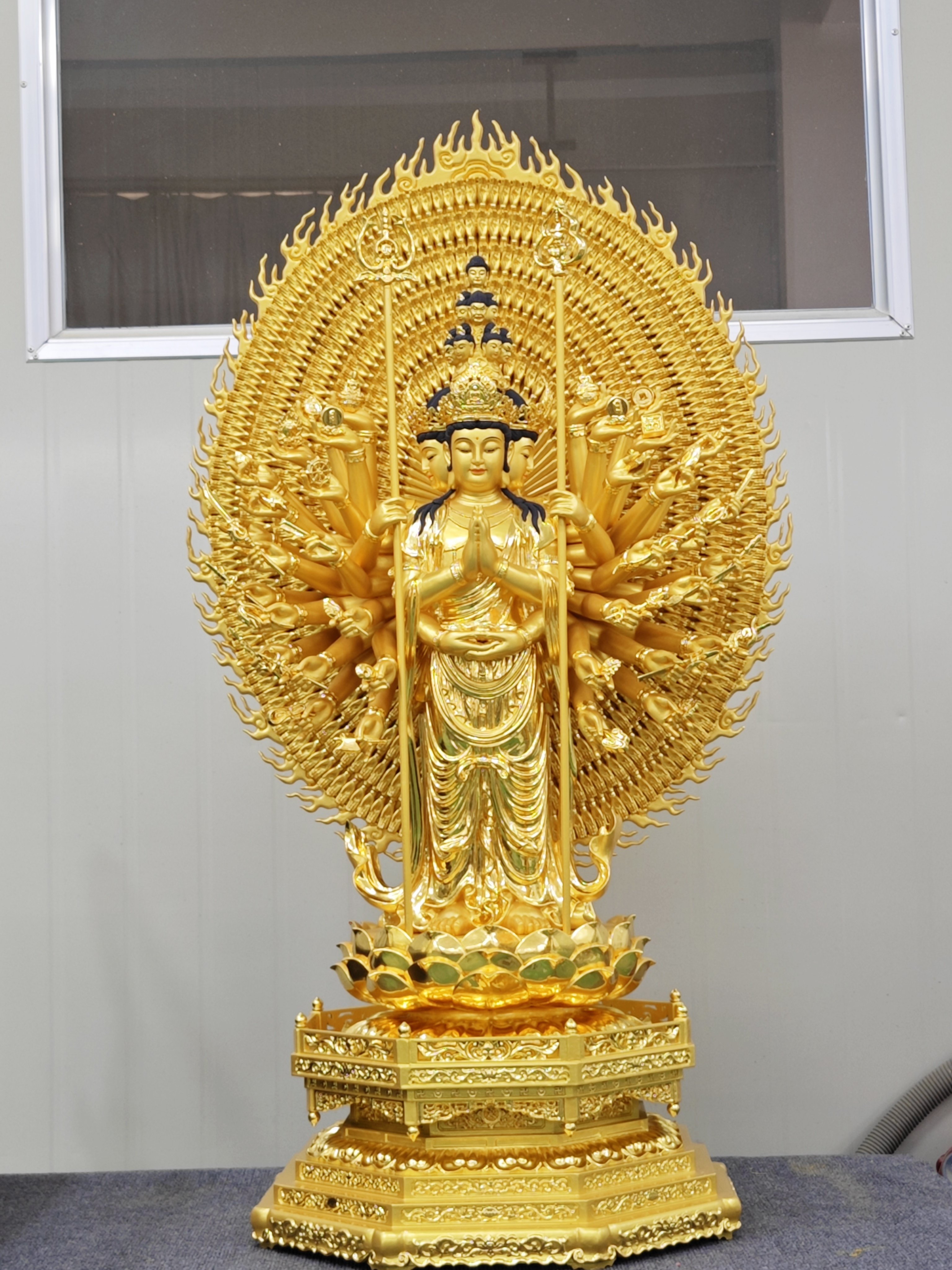 千手观音菩萨佛像木雕根雕雕刻本命佛大型家居装饰实木摆件贴金箔,家居饰品,木雕,淘宝优惠券,粉丝福利购,淘宝优惠卷