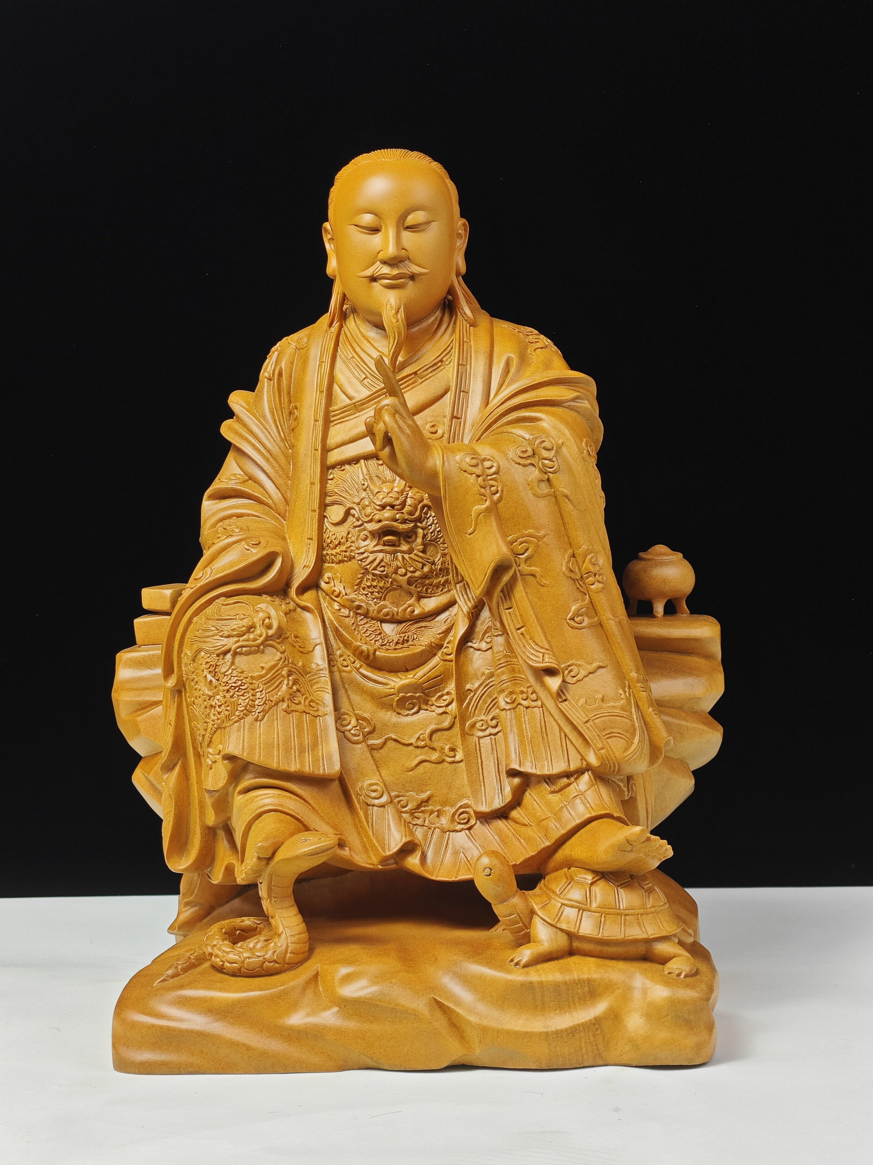 现货 真武大帝神像摆件北极玄天荡魔天尊家居玄关装饰雕刻16寸