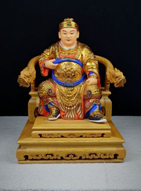 五府王爷三王吴孝宽木雕神像材料桧木托椅漆线安金罩大漆家居装饰