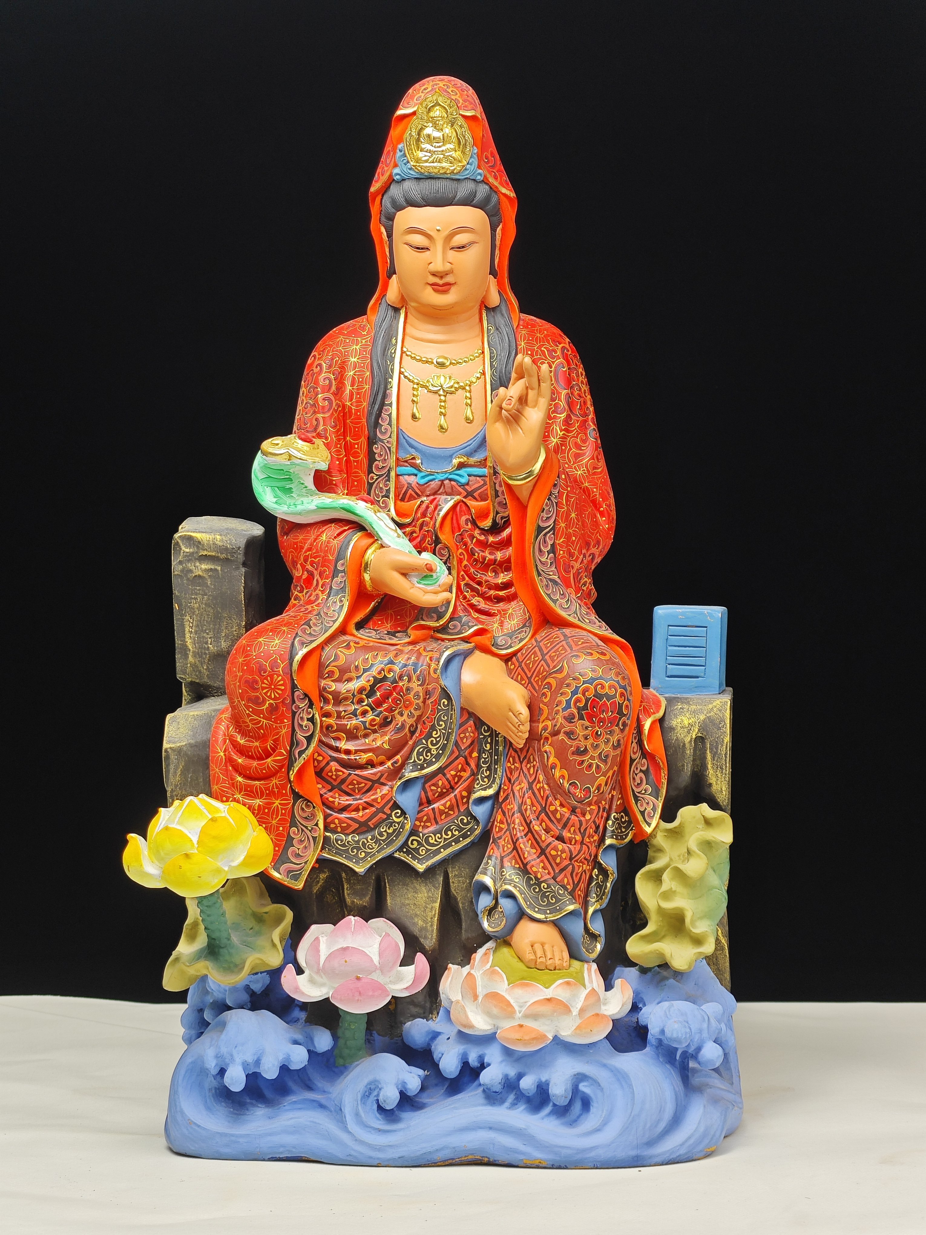 现货1尊木雕观音菩萨佛像摆件实木自在观音雕刻工艺家居玄关装饰