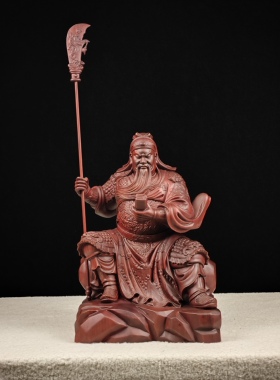 非洲红花梨实木质木头雕刻关公关二爷武财神像摆件家居装饰工艺品