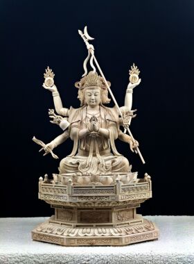 斗姥元君木雕神像斗姆摆件实木手工雕刻家居玄关装饰精品高端定制