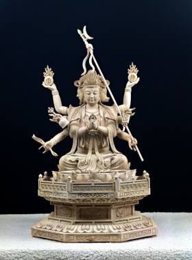 斗姥元君木雕神像斗姆摆件实木手工雕刻家居玄关装饰精品高端定制