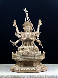 斗姥元 饰精品高端定制 君木雕神像斗姆摆件实木手工雕刻家居玄关装