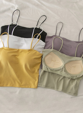 抹胸内搭上衣打底美背内衣黑色裹胸短款露脐带胸垫内搭吊带背心女