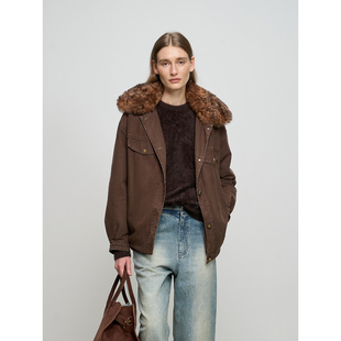 KeleCoco双色托斯卡纳皮毛一体大翻领90白鹅绒派克服皮草外套女