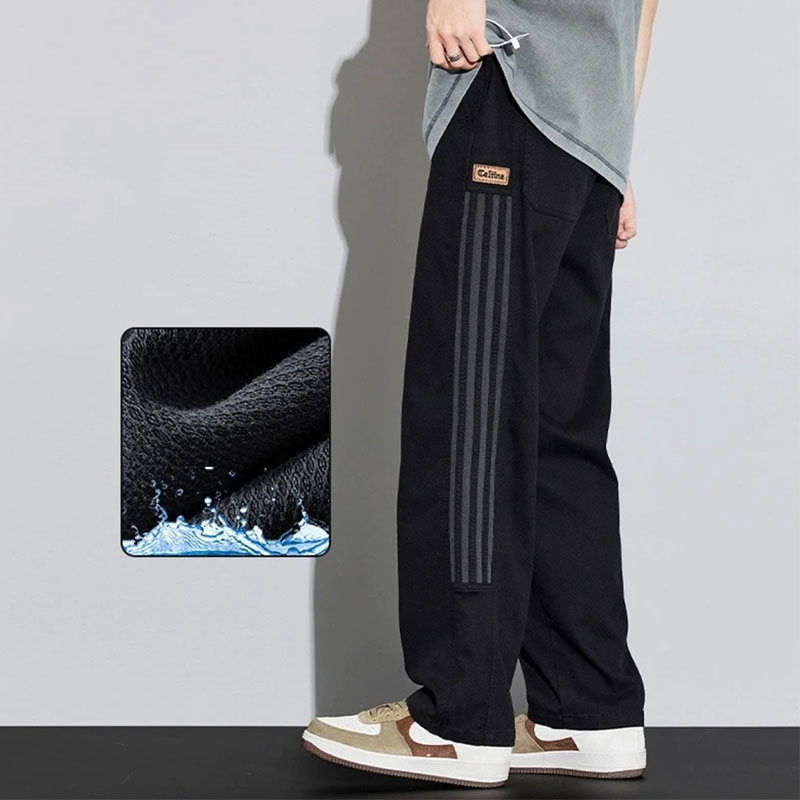 矮个子垂感加绒加厚直筒休闲裤