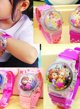 冰雪奇缘儿童宝宝手表爱莎公主卡通爱沙手表发光玩具小女孩童女生