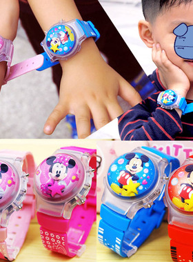 儿童电子手表男女小孩可爱幼儿宝宝卡通狗狗小老鼠玩具表闪灯发光