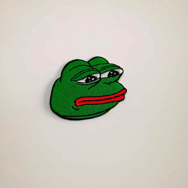sad frog 忧伤青蛙刺绣布贴补丁绿色表情创意徽章T恤服饰包包百搭