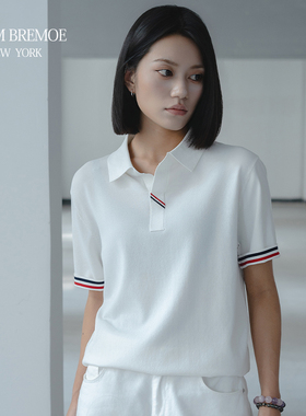 [TNOMBREMOE]夏季男女同款老钱风T恤翻领polo短袖小众显瘦穿搭