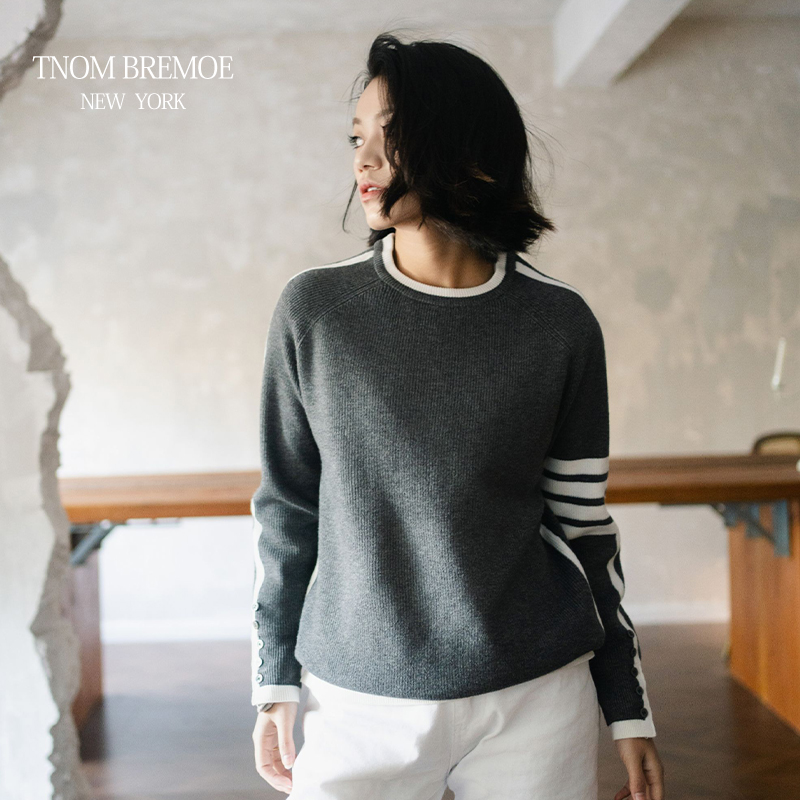 TB男女同款四杠条纹针织衫毛衣