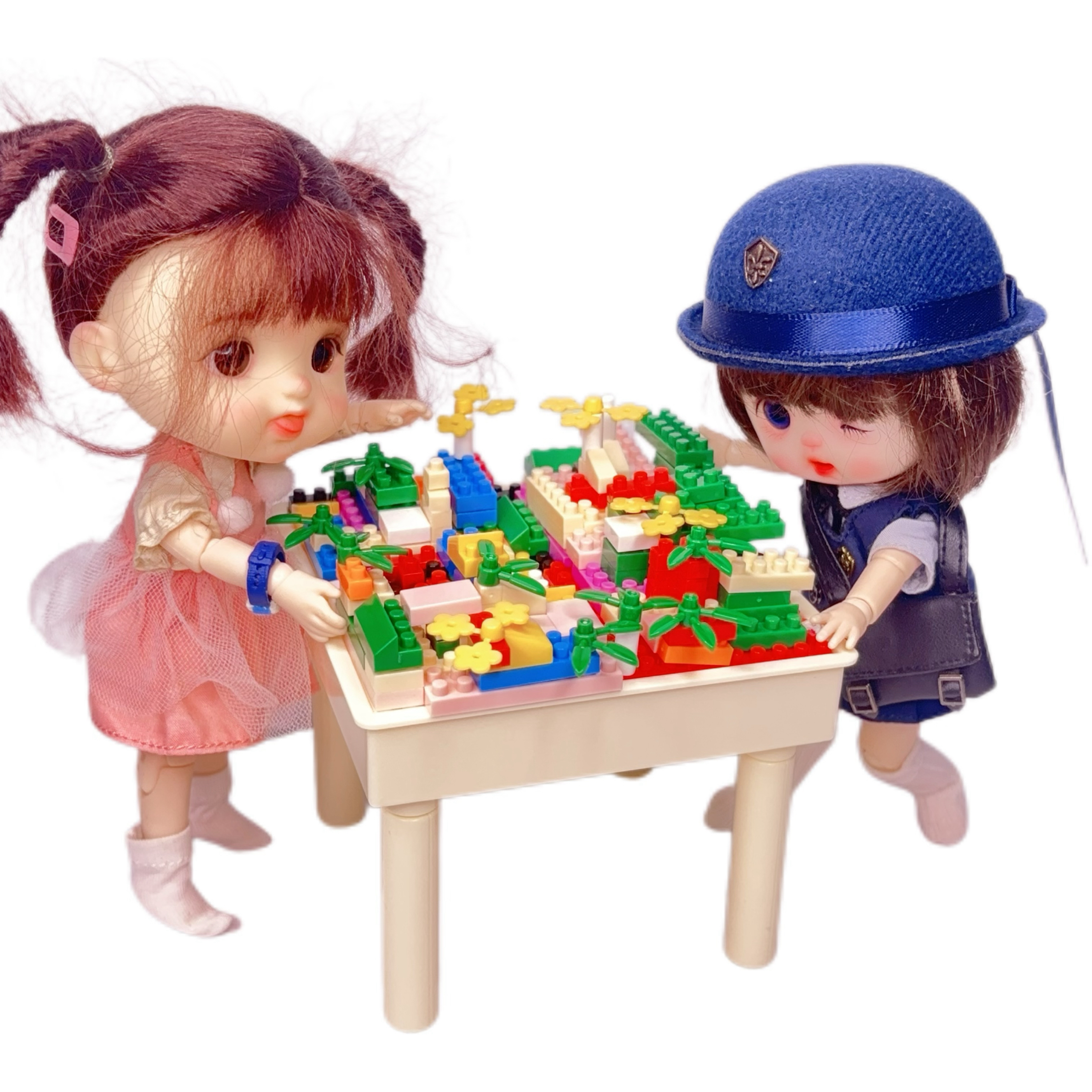 12分娃屋微缩仿真积木桌OB11 blythe食玩小桌子模型摆设拍摄道具