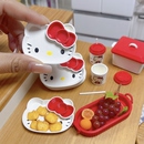 迷你仿真微缩kitty猫餐盘杯模型摆件微缩食玩bjd娃屋场景配件道具