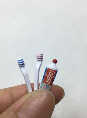 迷你食玩娃娃屋配件 微缩食玩  迷你牙膏一对牙刷一个牙杯