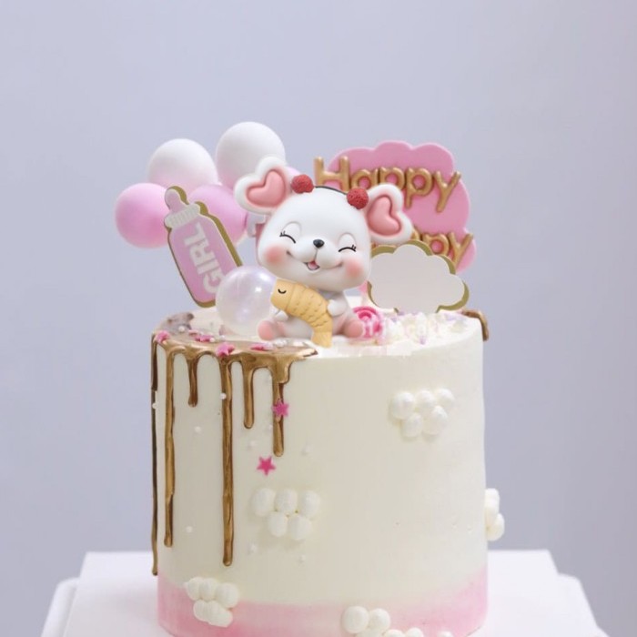 宝宝周岁生日蛋糕摆件鼠宝宝婴儿生日蛋糕装饰配件可爱老鼠甜品台