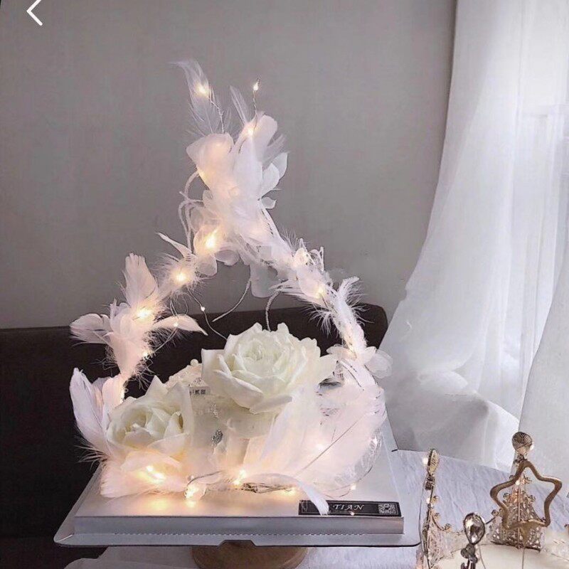 小仙女珍珠羽毛蛋糕装饰插件生日派对婚礼甜品台装扮网红蛋糕配饰