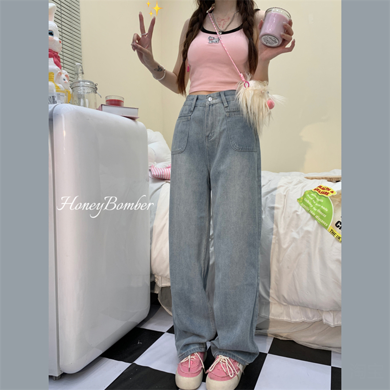 薄款美式复古小个子阔腿裤