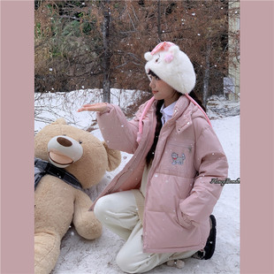 日系可爱猫咪连帽棉服外套女秋冬季 甜心轰炸机 宽松保暖加厚棉衣