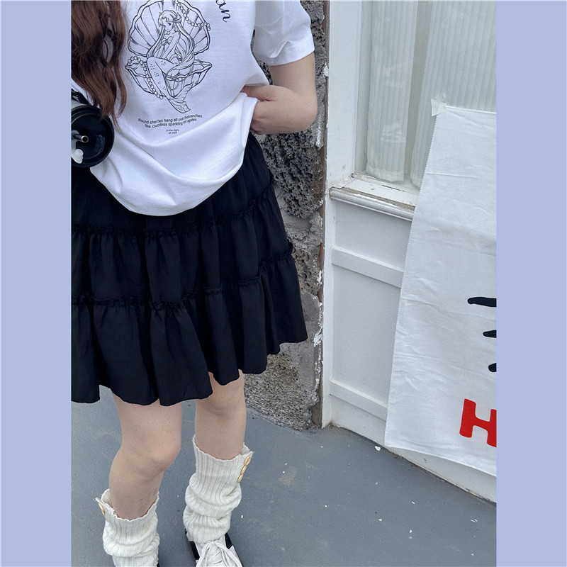 甜心轰炸机芭蕾运动高腰半身裙短裙黑色棉A字蓬蓬裙夏显瘦层层ins