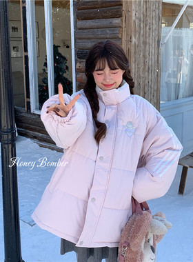 甜心轰炸机美式休闲元气天使少女感棉服外套女秋冬季加厚立领棉衣