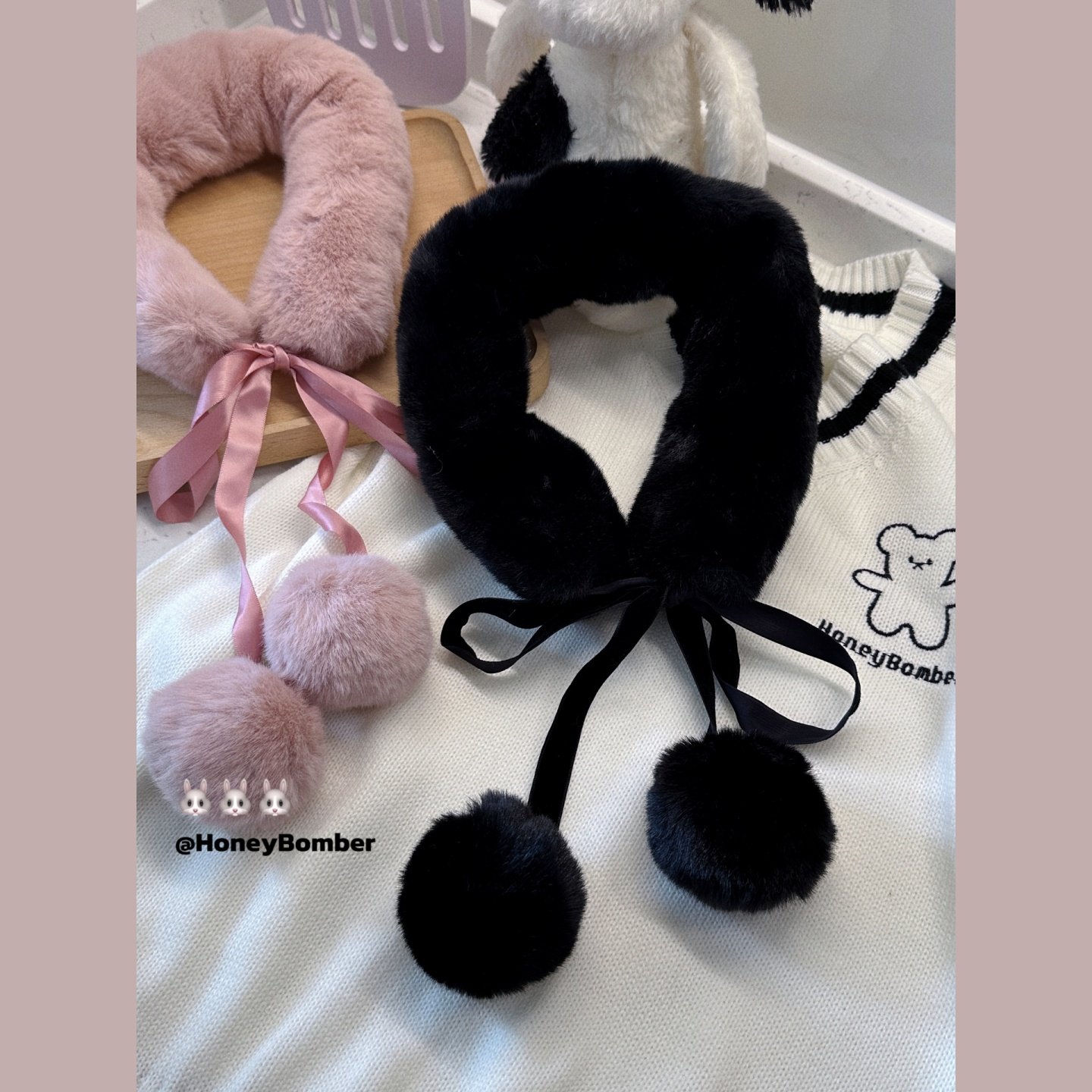 甜心轰炸机y2k日系假领子xg毛球蝴蝶结保暖毛绒围巾围脖叠穿搭配,服饰配件/皮带/帽子/围巾,围巾/丝巾/披肩,淘宝优惠券,粉丝福利购,淘宝优惠卷