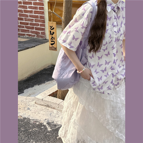 vibe休闲y2k蝴蝶XG少女感衬衫