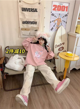 甜心轰炸机春秋季高腰灯芯绒直筒糯米阔腿裤女小个子宽松显瘦长裤