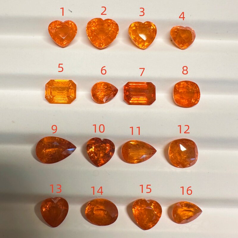 天然芬达锰铝石榴石裸石100/克拉起彩色宝石戒面吊坠方形爱心d4