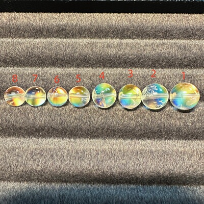 马岛天然无胶彩虹月光石圆珠