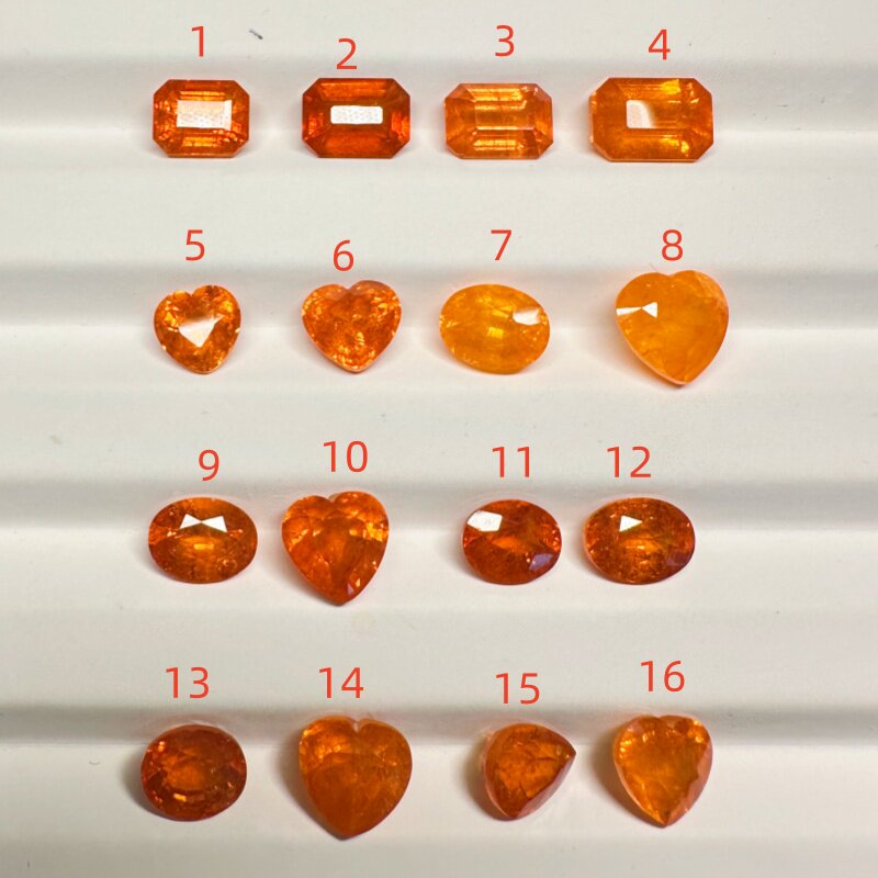 天然芬达锰铝石榴石裸石200/克拉起彩色宝石戒面吊坠方形爱心d5