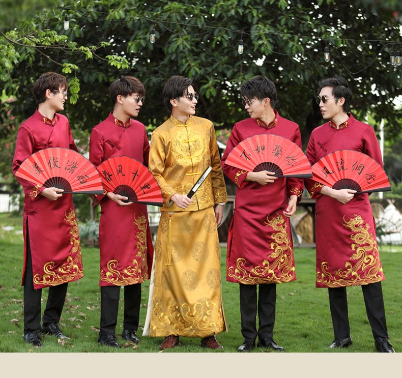 中式大码唐装礼服中国风伴郎服