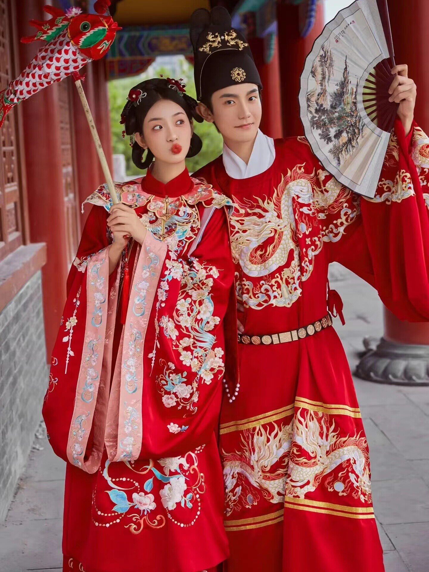 中式婚服出租桃花序沧龙汉服明制