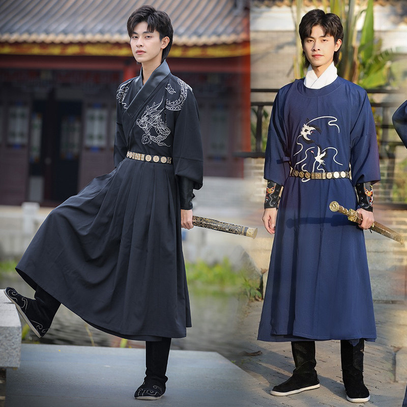 宋制圆领袍刺绣长袖汉服男士古风
