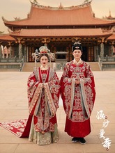 出租明制汉服婚服全套中式凤冠霞帔宋制新娘高档重工刺绣古装租赁