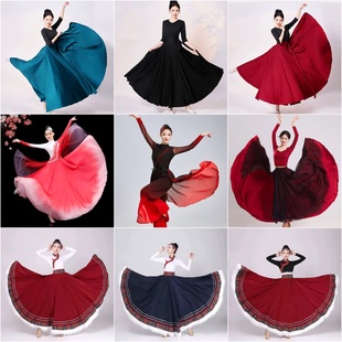 出租舞蹈演出服古典舞大摆裙中国风扇子舞万疆舞表演服装租赁女