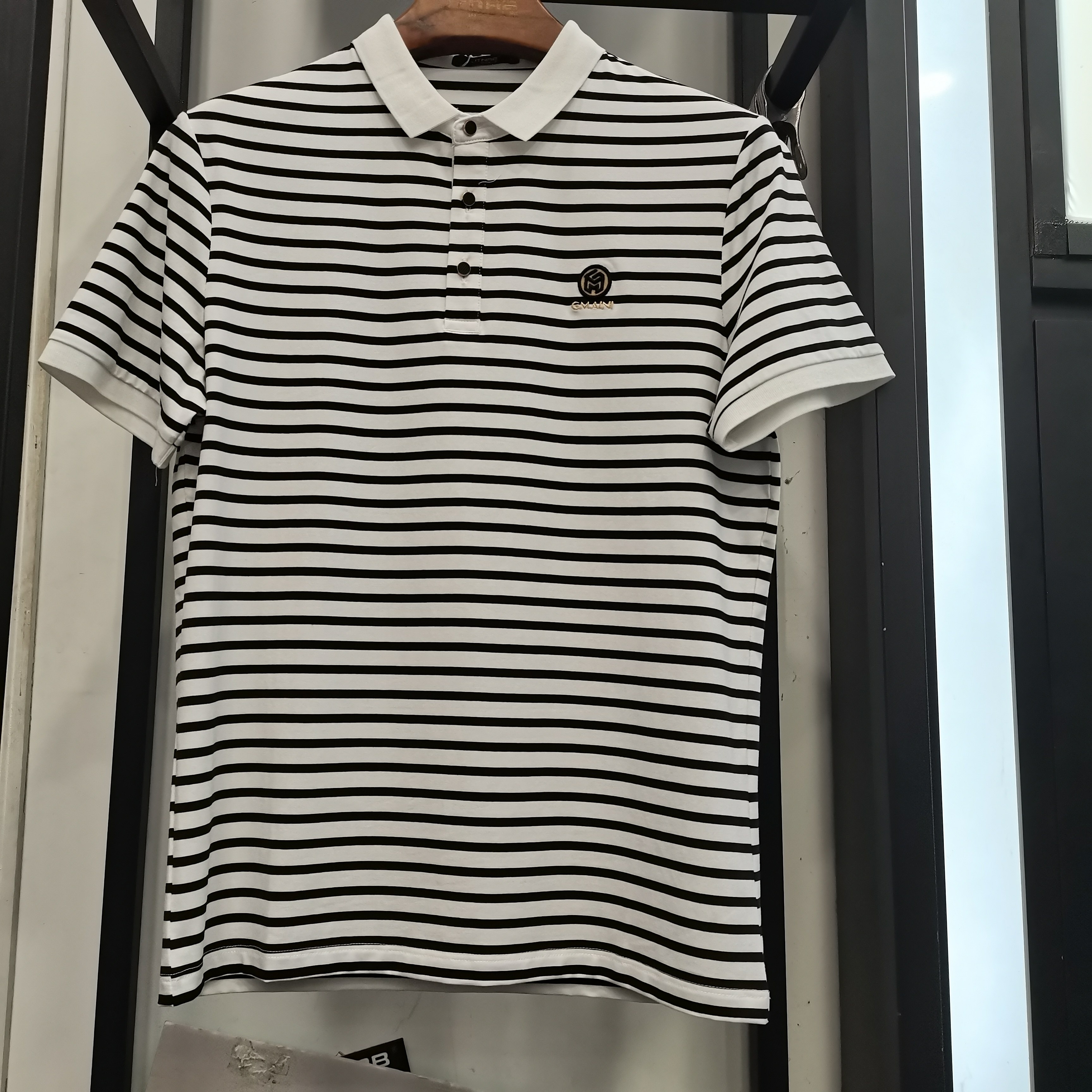 街头男人帮男装短袖polo衫2024夏季新款条纹翻领商务休闲t恤