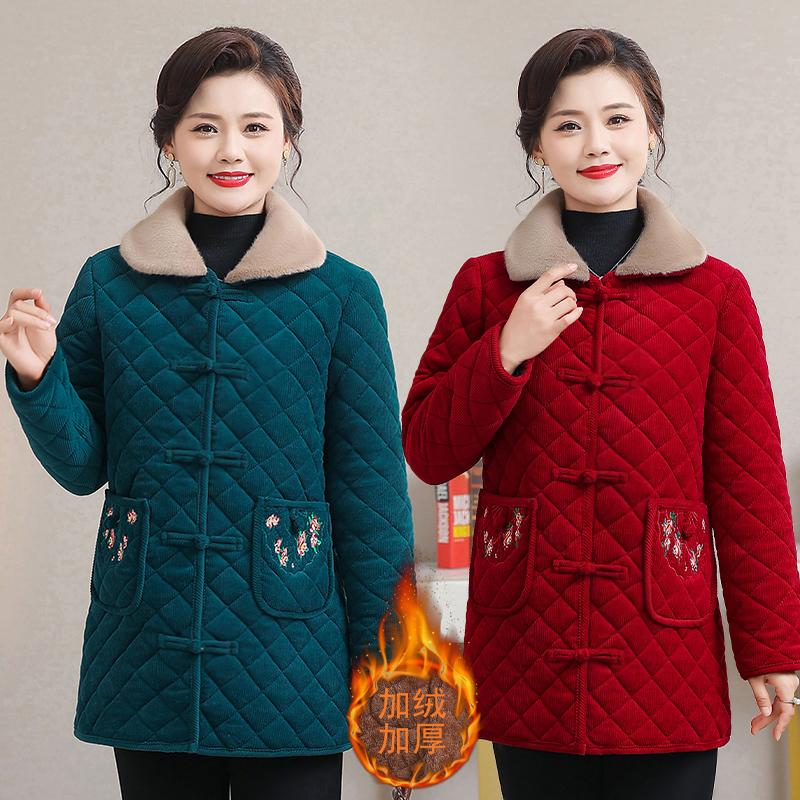 冬装加绒中老年妈妈时尚保暖