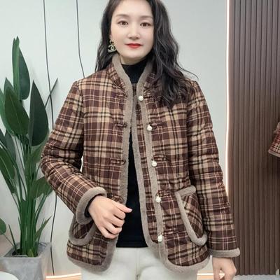 妈妈冬装加绒棉服套装保暖家居服