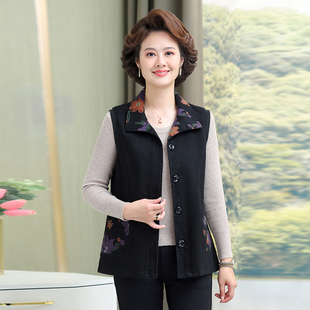 马夹外套简约大方中老年女装 2023秋季 新款 妈妈装 夹层马甲女 奶奶装