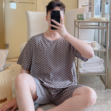 2025年新款男士春夏季棉绸睡衣短袖可外出家居服中老年爸爸款套装