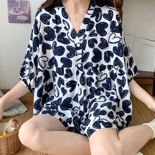 棉绸短袖短裤可外穿睡衣