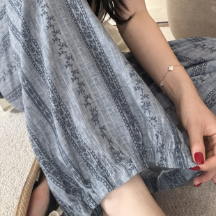 慵懒风花苞裤女夏棉绸条纹阔腿裤宽松显瘦高腰休闲长裤薄款家居裤