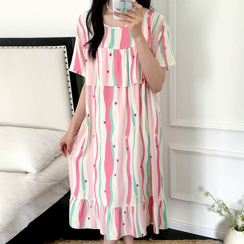绵绸家居服薄款大码彩虹公主风