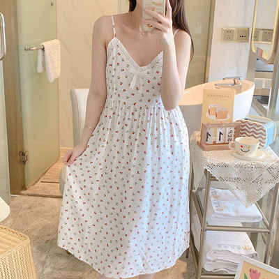 家居服棉绸带胸垫宽松可爱夏天