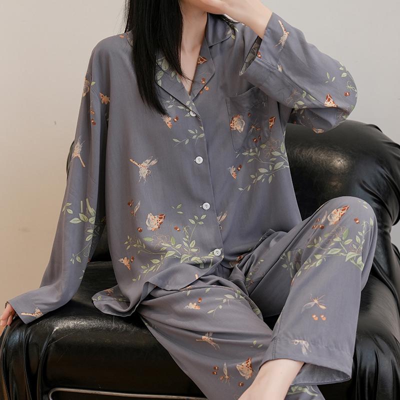 春秋季女士长袖睡衣两件套装