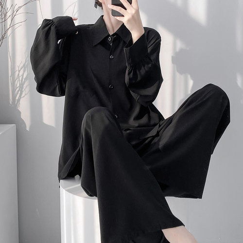 春夏女棉绸可外穿睡衣套装