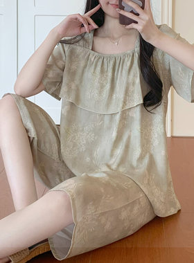 夏季棉绸防凸点女睡衣套装可外穿