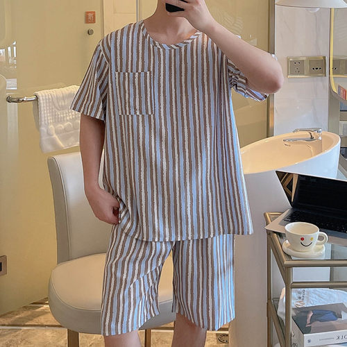 2025年新款男士睡衣夏季薄款棉绸